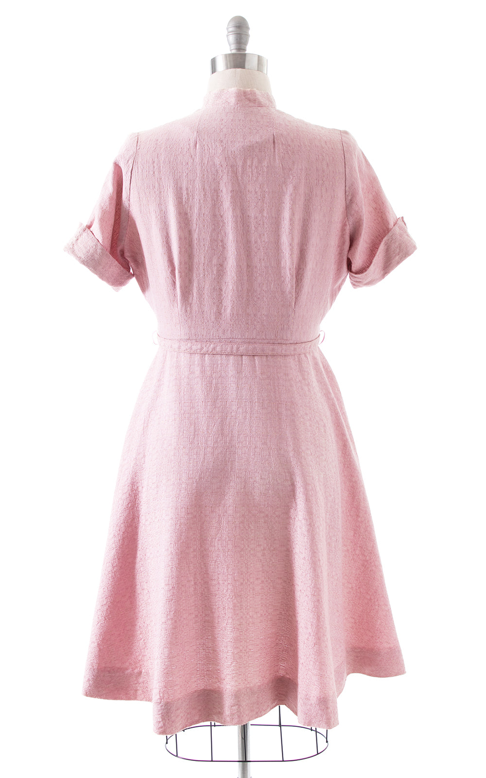 1950s Sparkly Pink Shirtwaist Dress