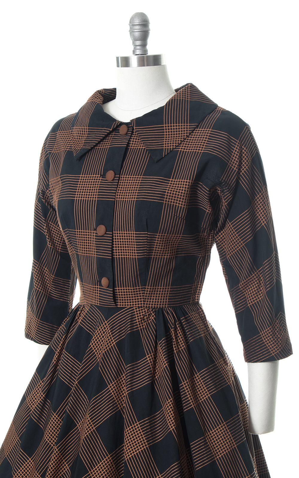 1950s Plaid Cotton Shirtwaist Dress