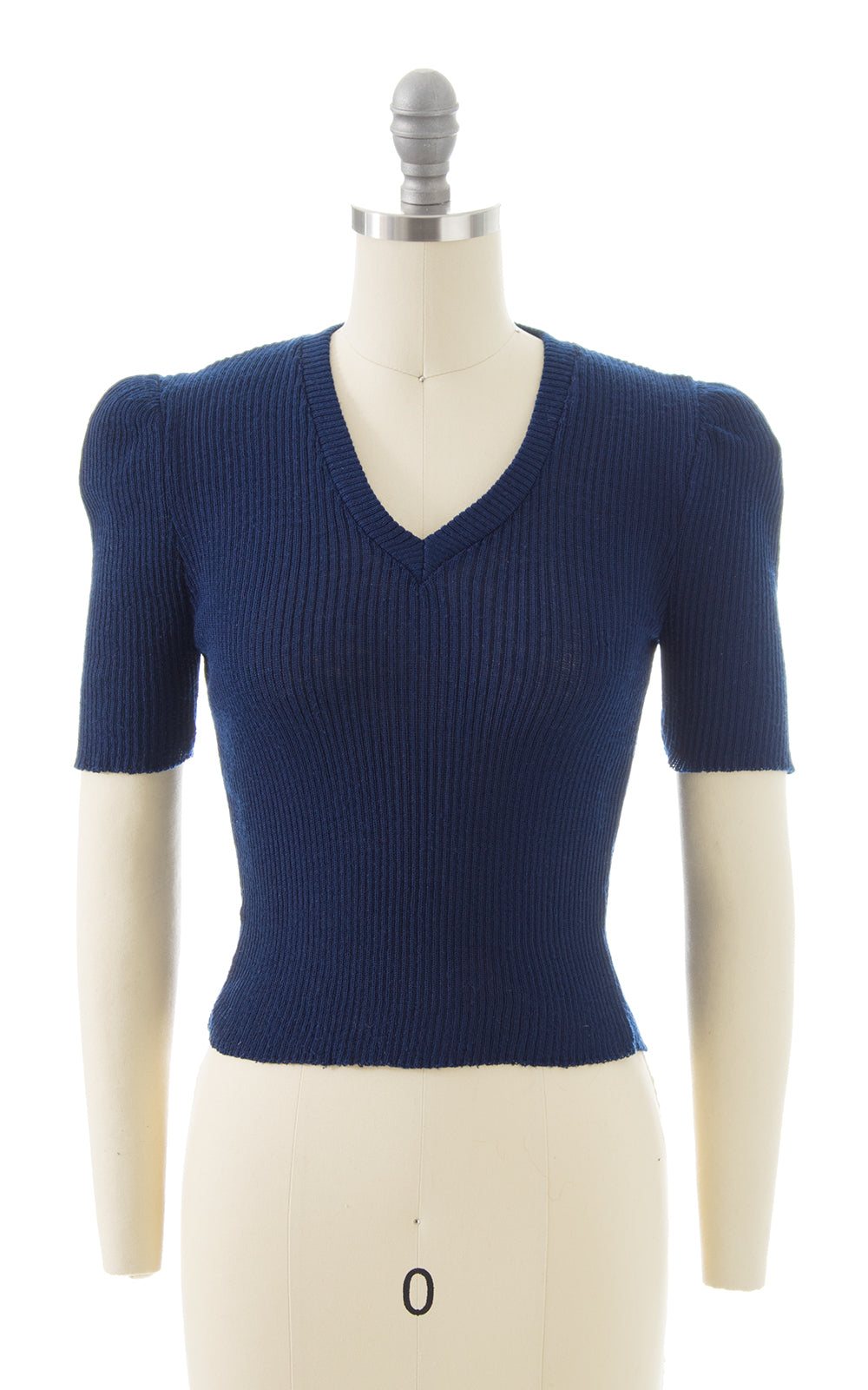 1970s Navy Blue Knit Sweater Top