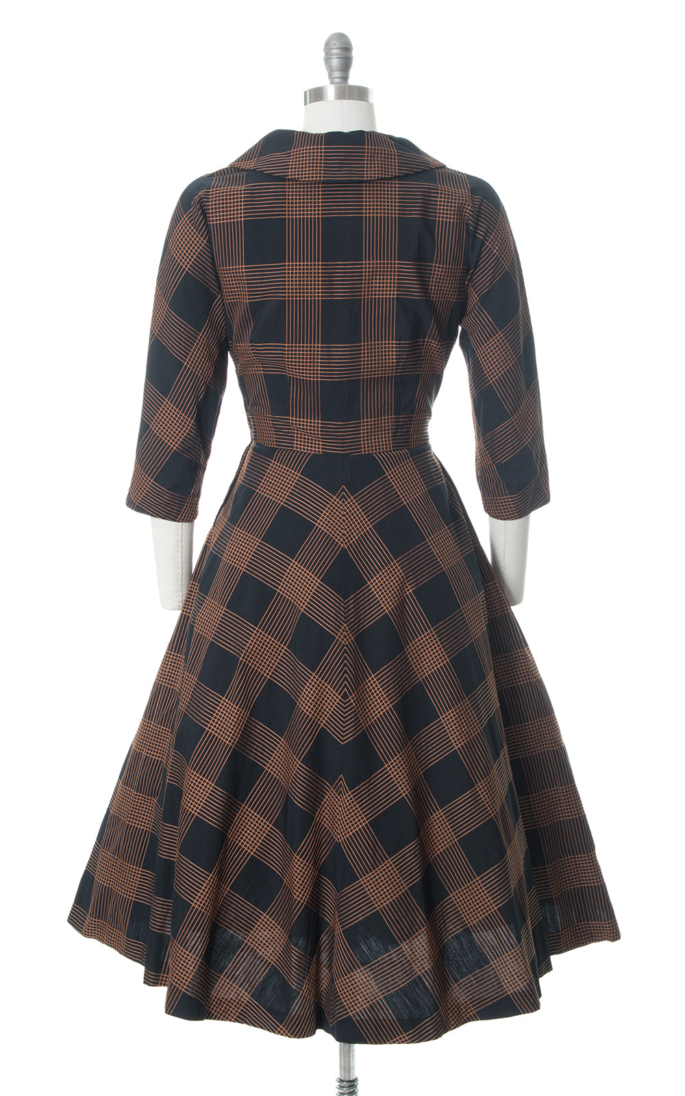 1950s Plaid Cotton Shirtwaist Dress