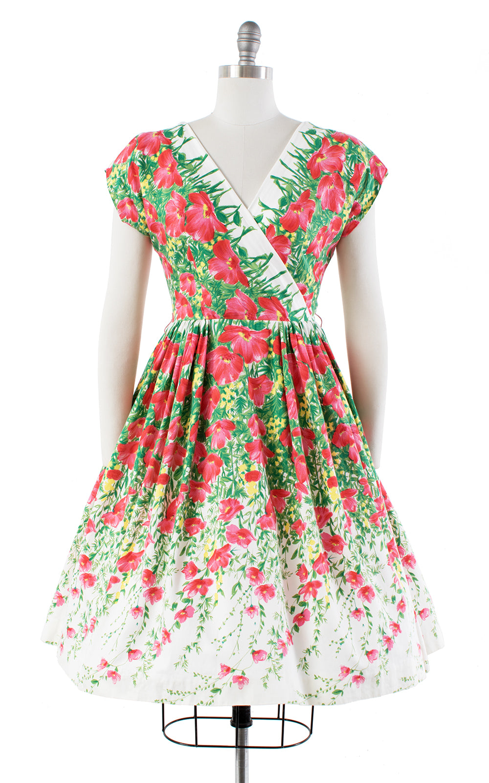 1950s Cascading Poppies Cotton Dress | small