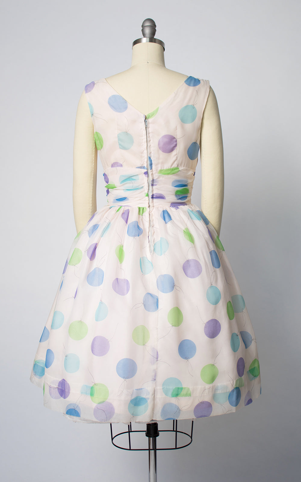 1960s Balloon Novelty Print Chiffon Party Dress