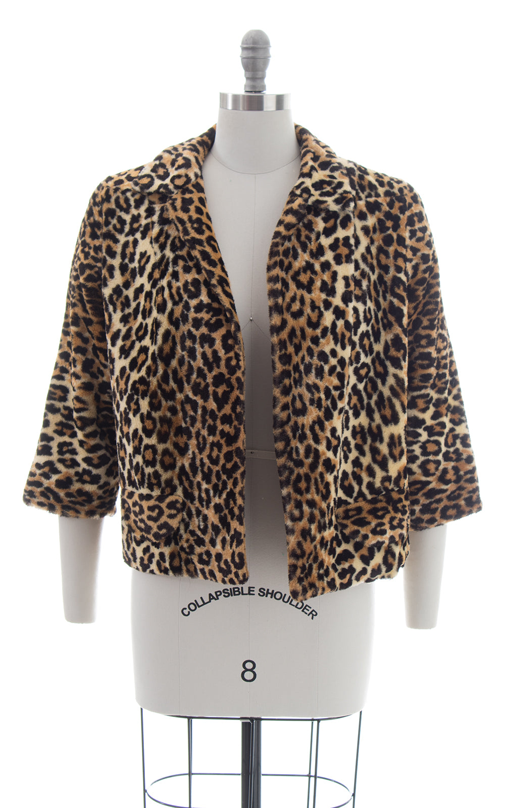 950s Leopard Print Faux Fur Swing Coat