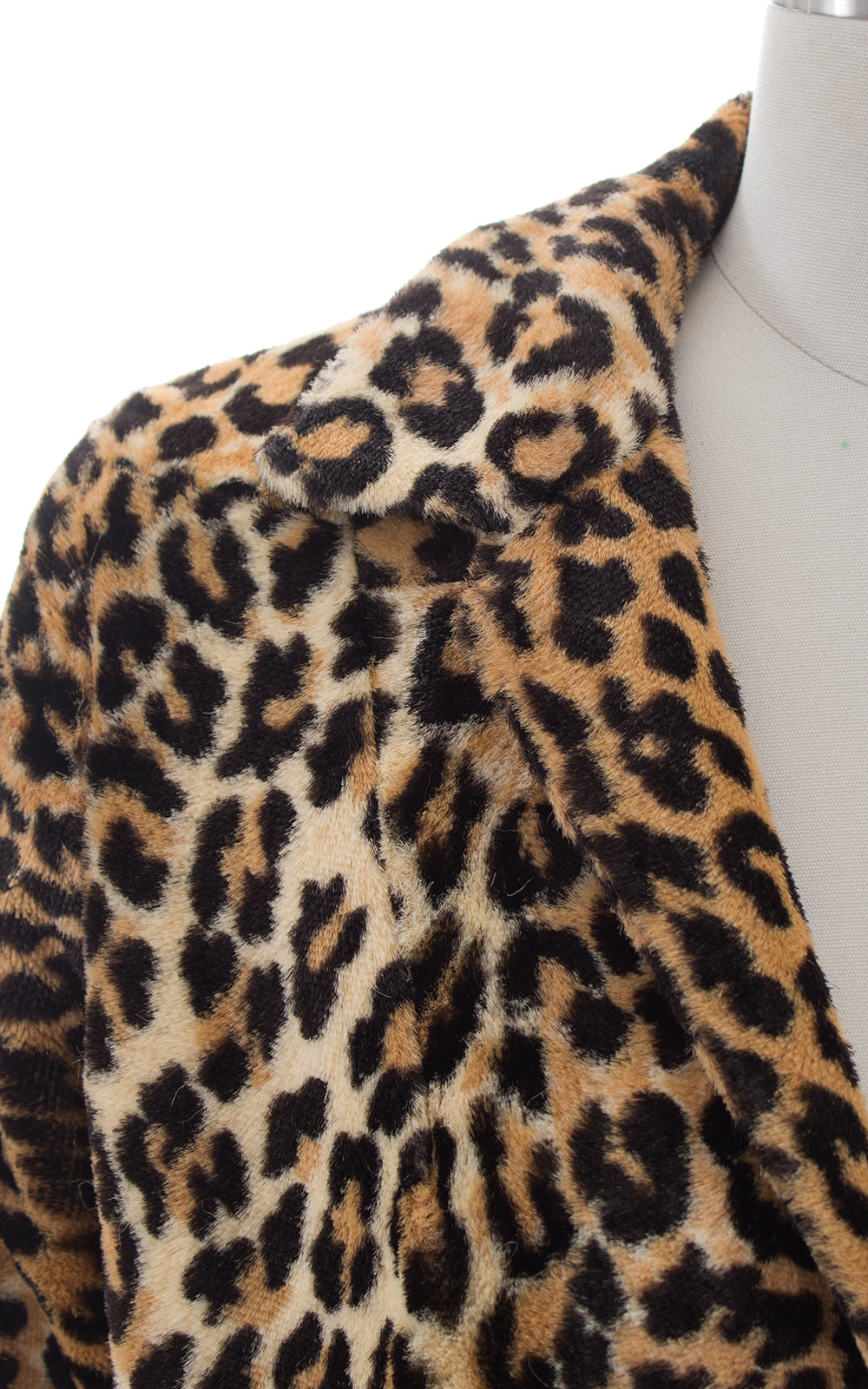 950s Leopard Print Faux Fur Swing Coat