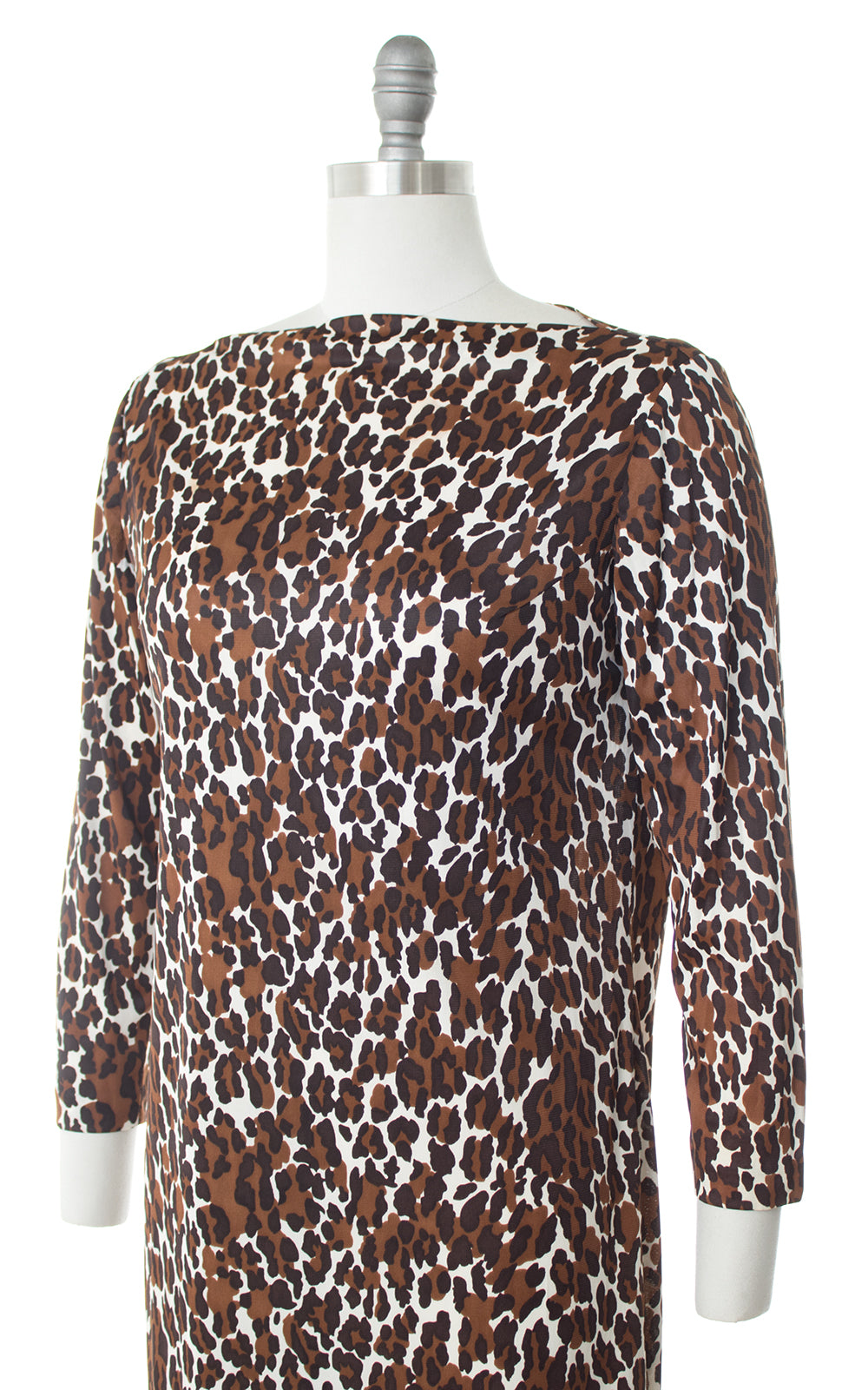 1960s Leopard Print Nylon Shift Dress