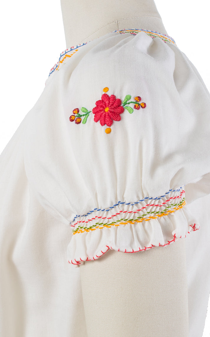 1970s Floral Embroidered Peasant Top | small/medium