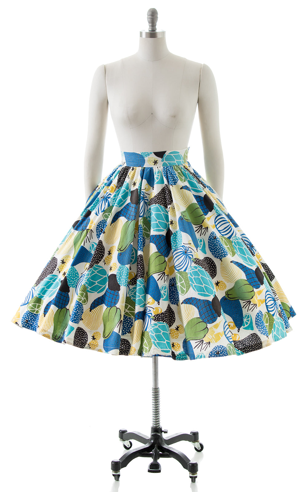 1950s Fruit & Veggies Novelty Print Circle Skirt