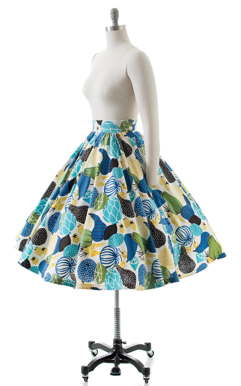 1950s Fruit & Veggies Novelty Print Circle Skirt