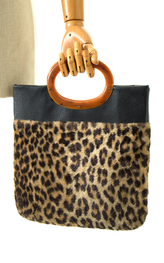 1960s Leopard Print Faux Fur Handbag