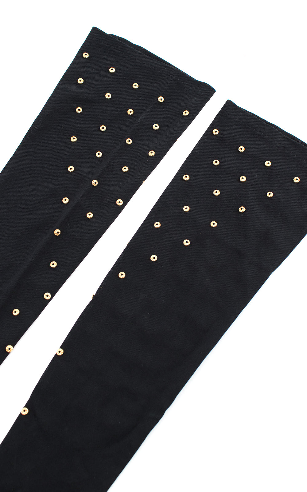 1940s Gold Studded Rayon Jersey Elbow-Length Gloves