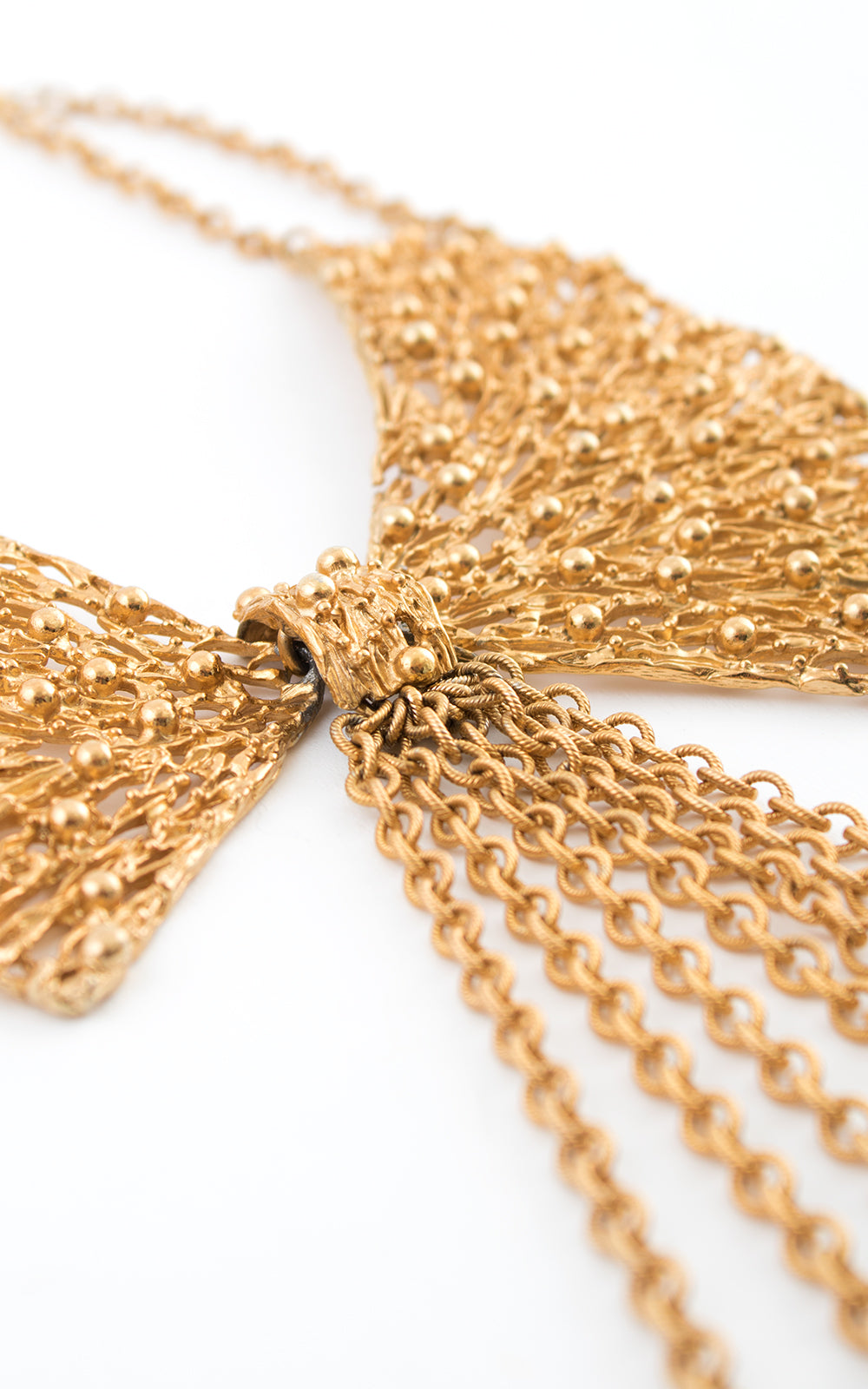 1980s Napier Gold Tone Metal Fringe Collar Necklace