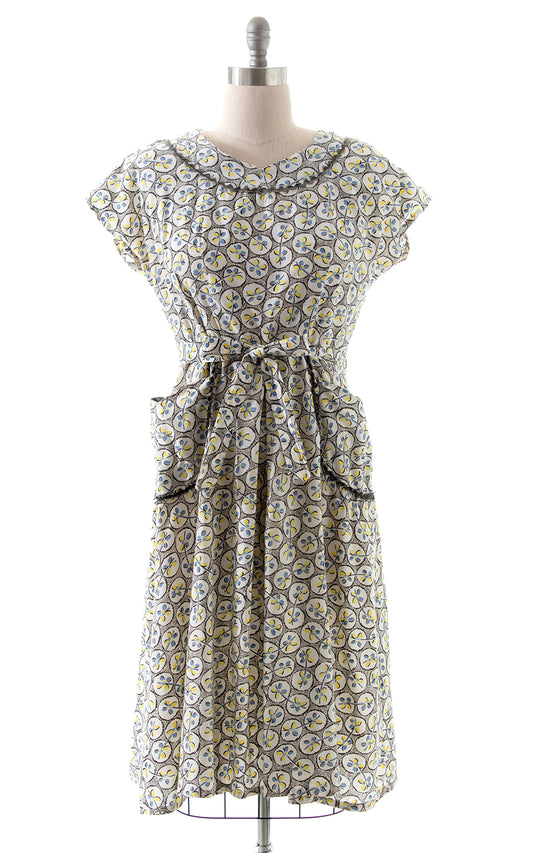 1950s Floral Cotton Wrap Dress