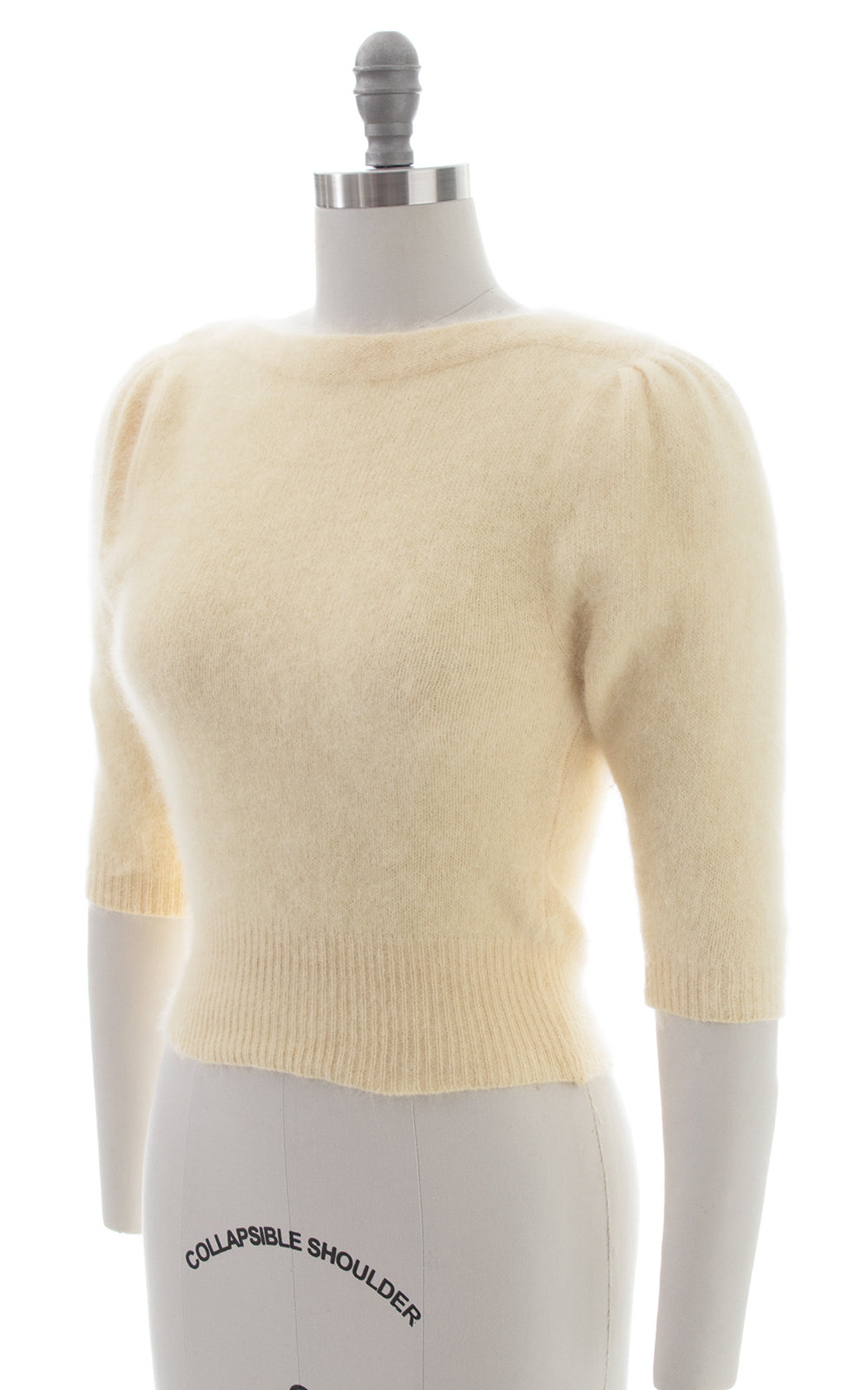 1980s Angora Knit Puff Sleeve Sweater Top