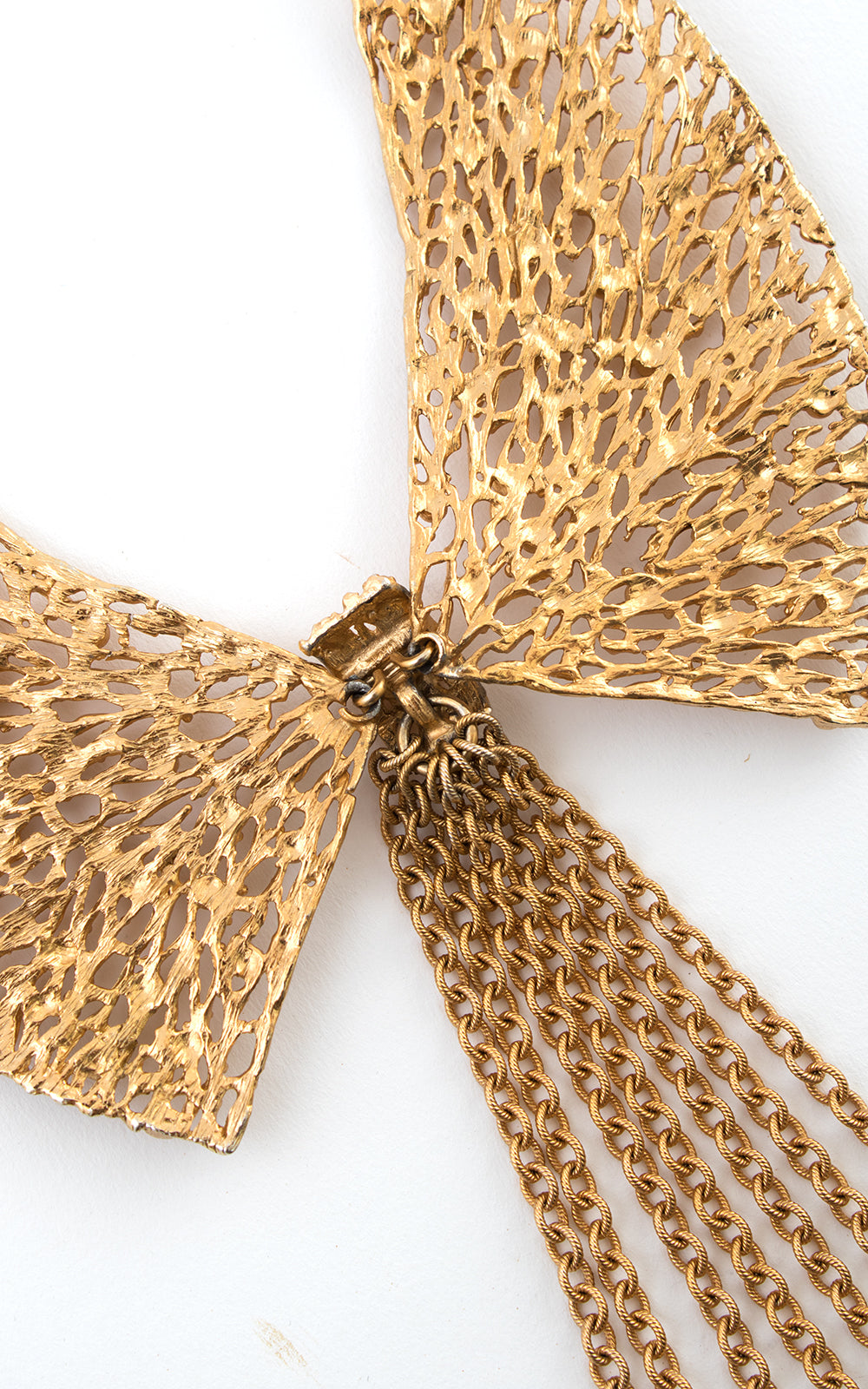 1980s Napier Gold Tone Metal Fringe Collar Necklace