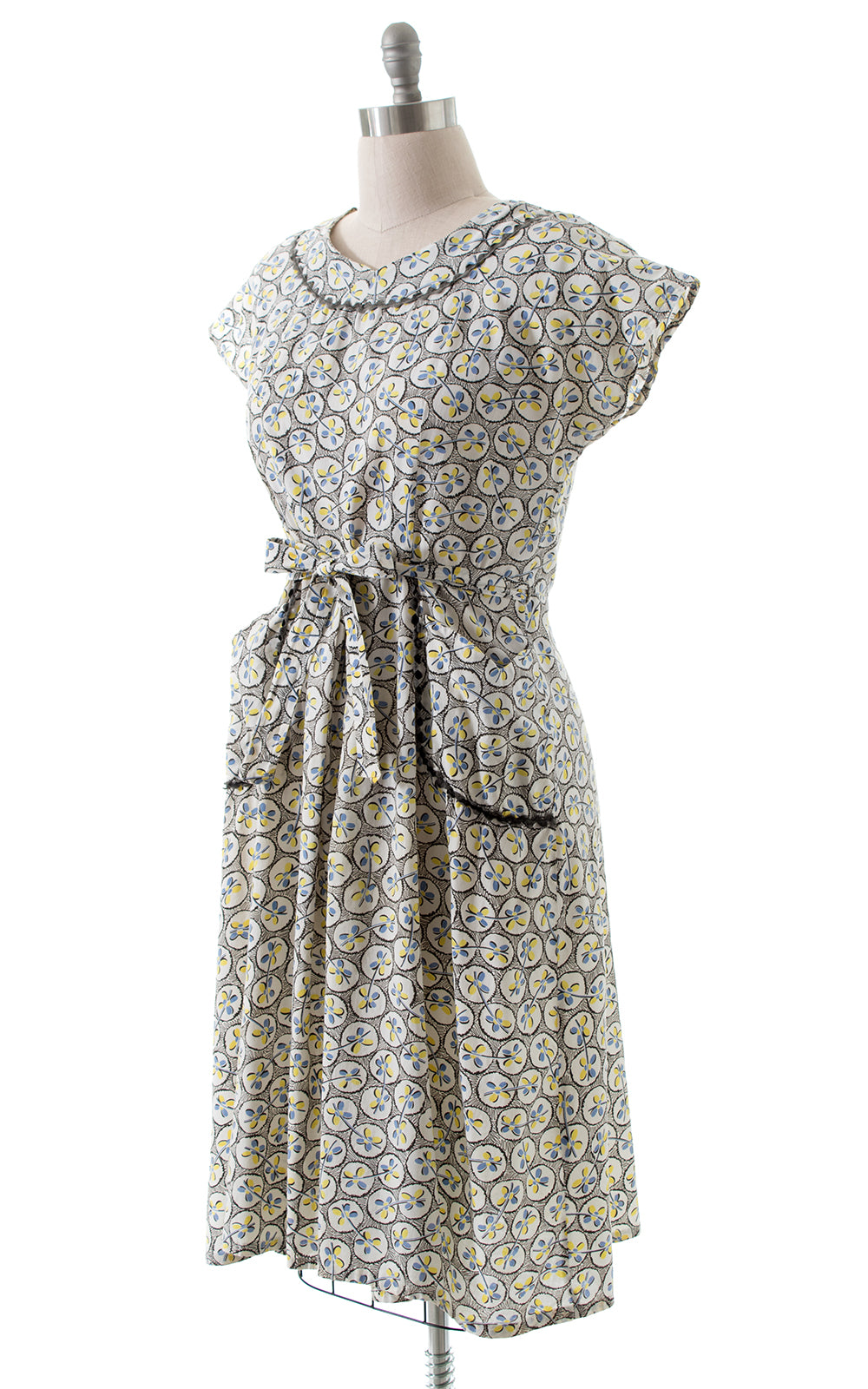 1950s Floral Cotton Wrap Dress