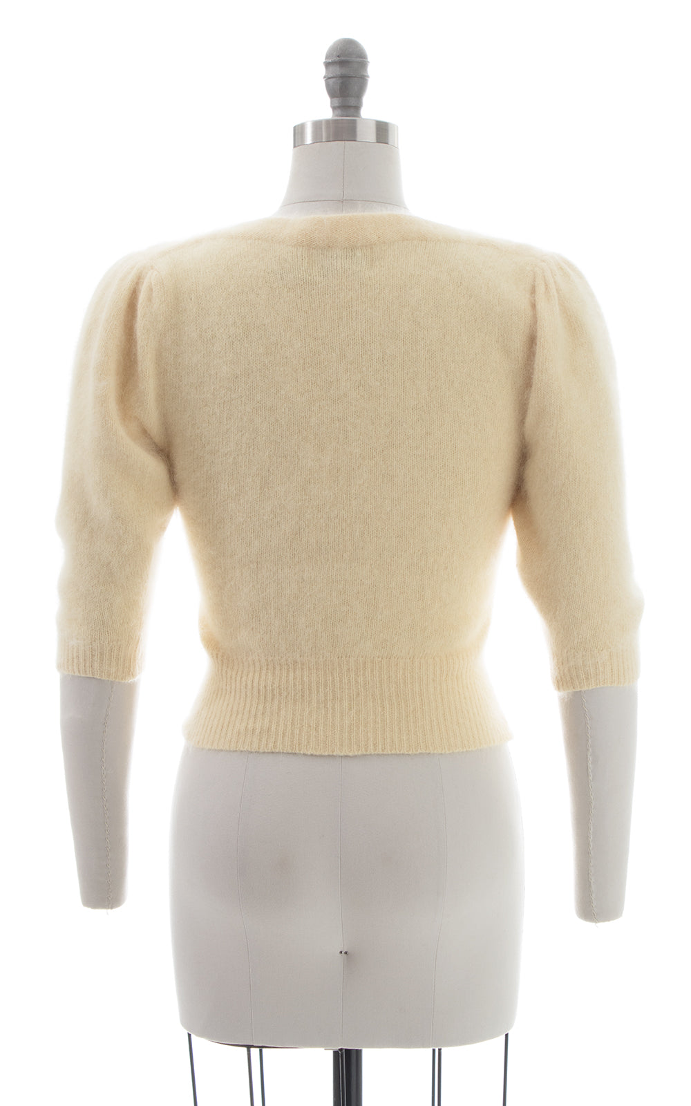 1980s Angora Knit Puff Sleeve Sweater Top