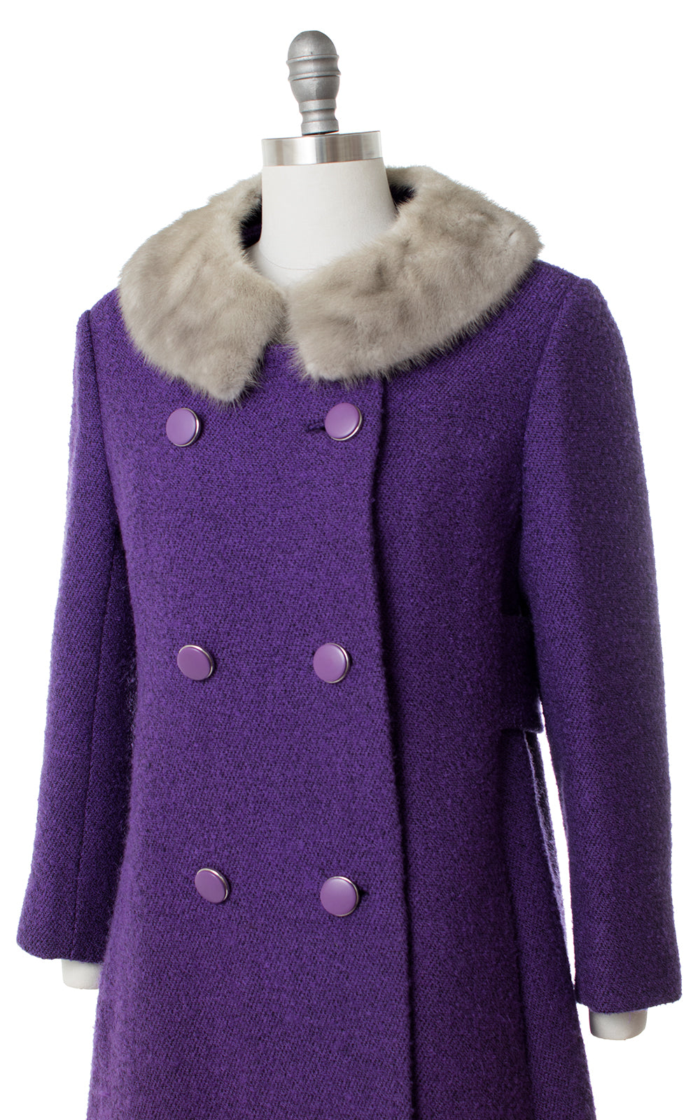 1960s Mink Fur & Royal Purple Wool Coat