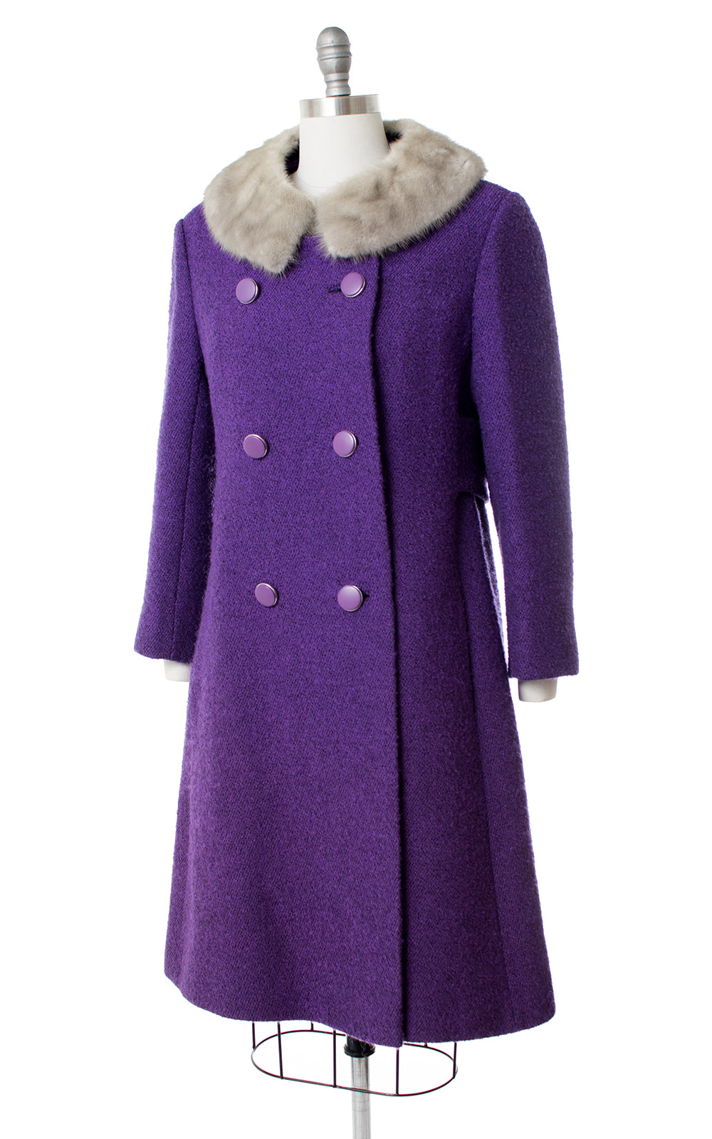 1960s Mink Fur & Royal Purple Wool Coat