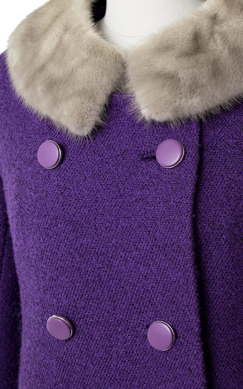 1960s Mink Fur & Royal Purple Wool Coat