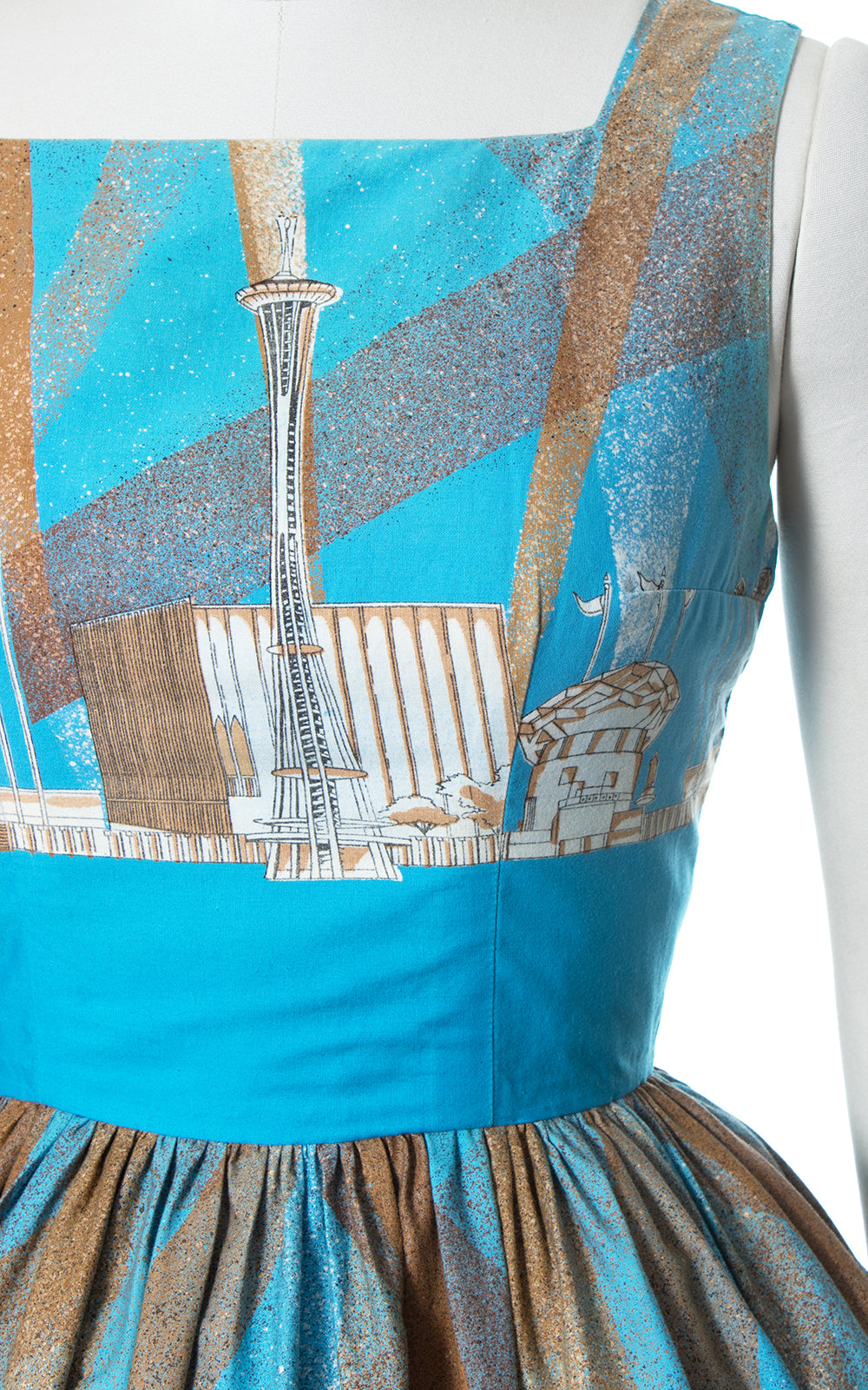 1960s Seattle World's Fair Novelty Border Print Sundress