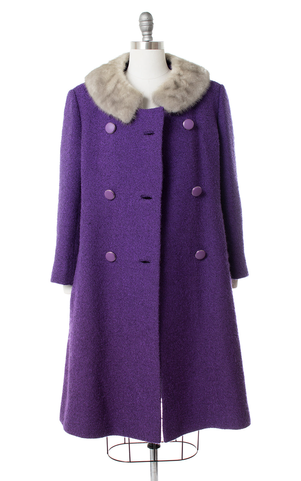 1960s Mink Fur & Royal Purple Wool Coat