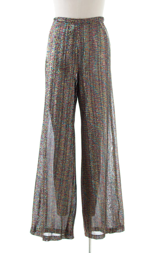 1970s Metallic Rainbow Wide Leg Pants