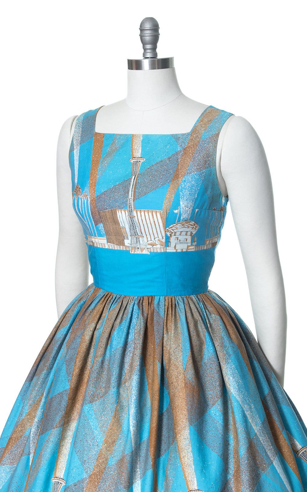 1960s Seattle World's Fair Novelty Border Print Sundress