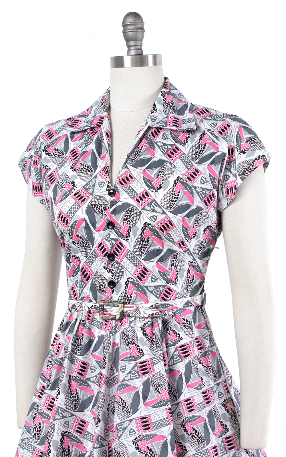 1940s Atomic Sailboat Novelty Print Dress