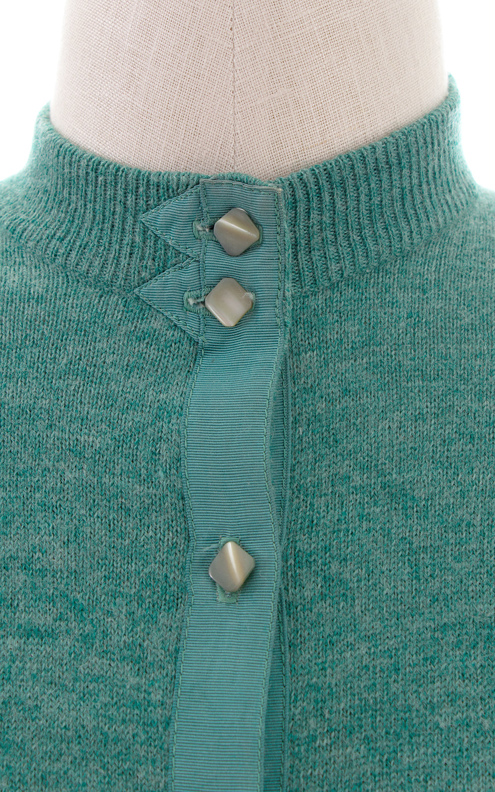 1940s Jantzen Teal Knit Wool Cardigan