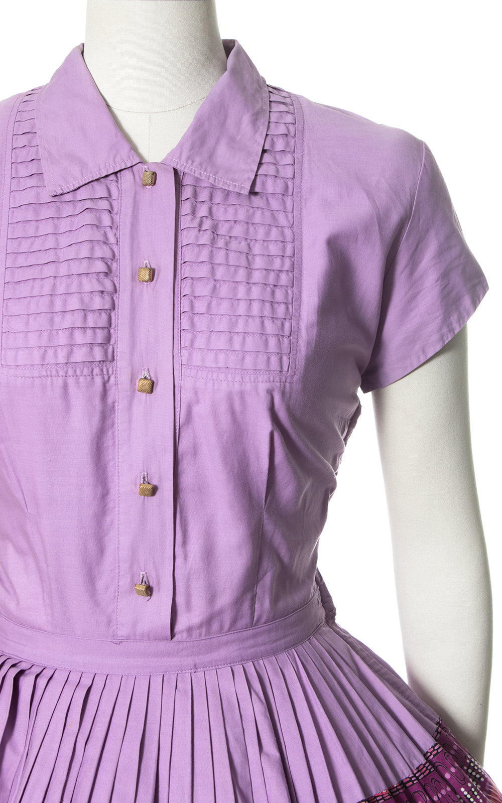 1950s Associated American Artists Purple Cotton Shirtwaist Dress