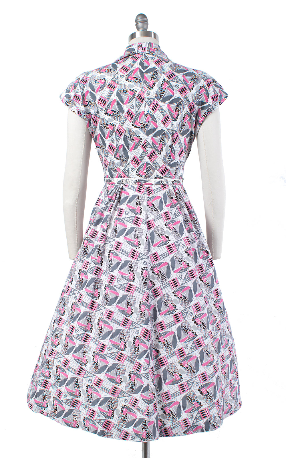 1940s Atomic Sailboat Novelty Print Dress