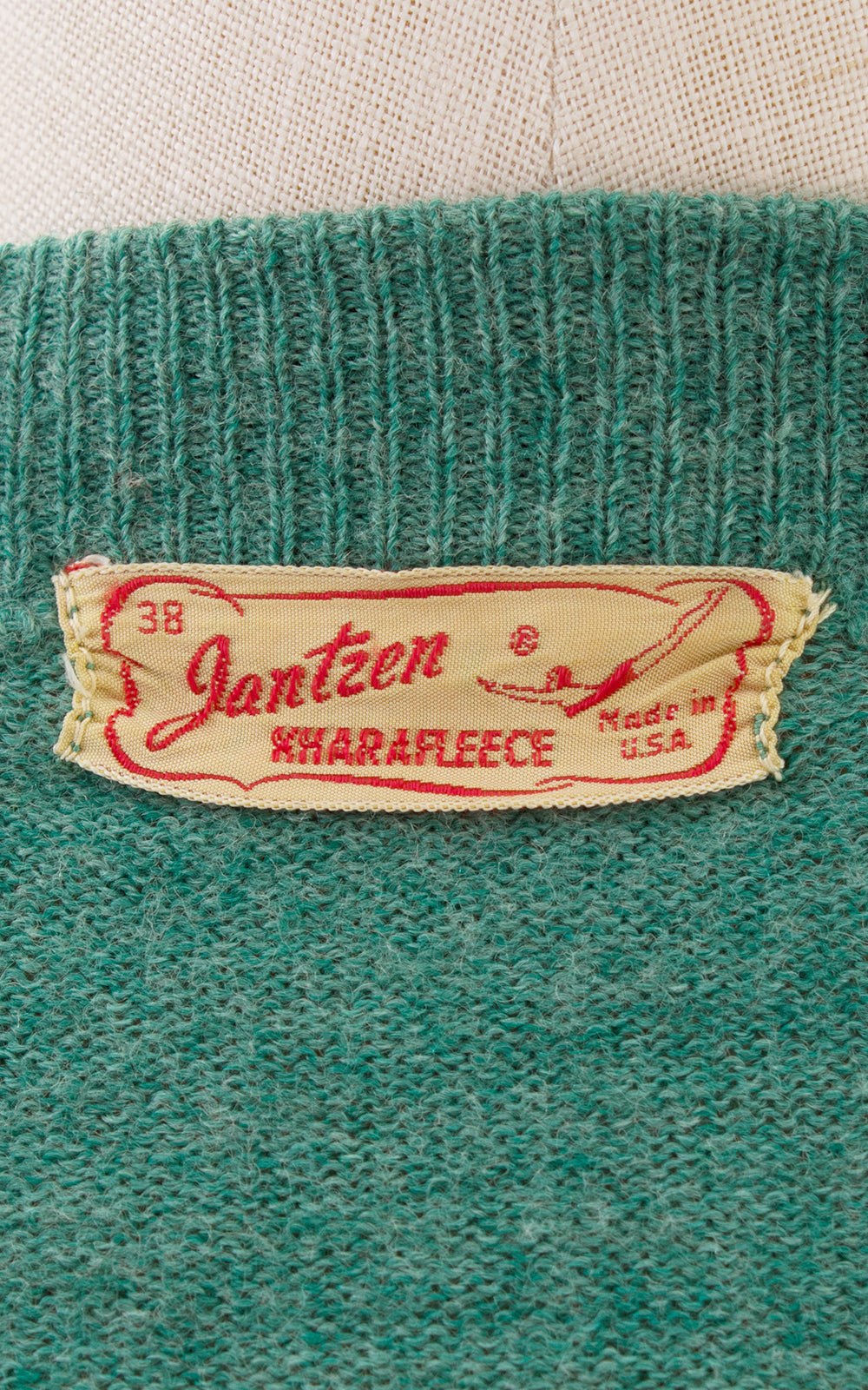 1940s Jantzen Teal Knit Wool Cardigan
