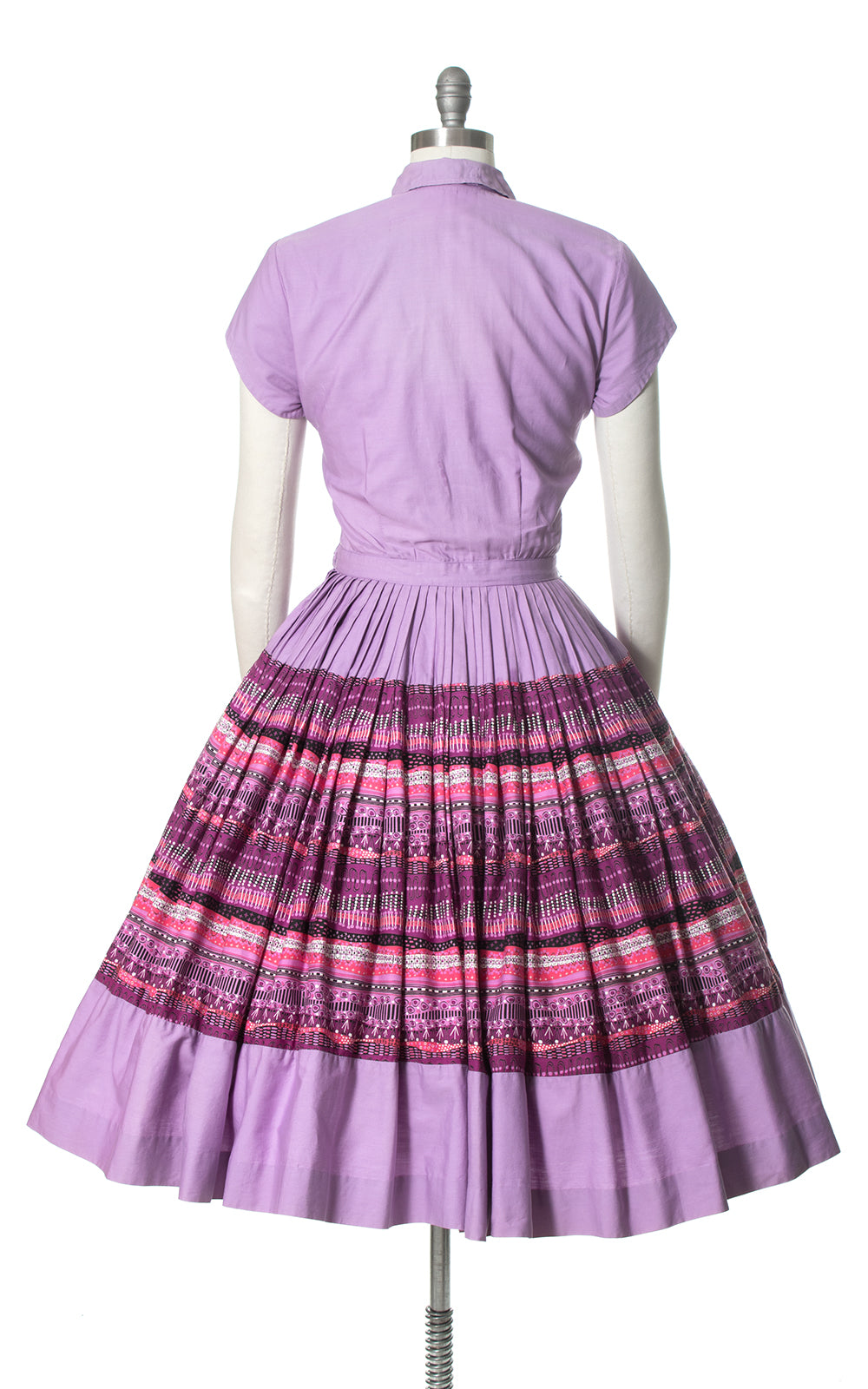 1950s Associated American Artists Purple Cotton Shirtwaist Dress
