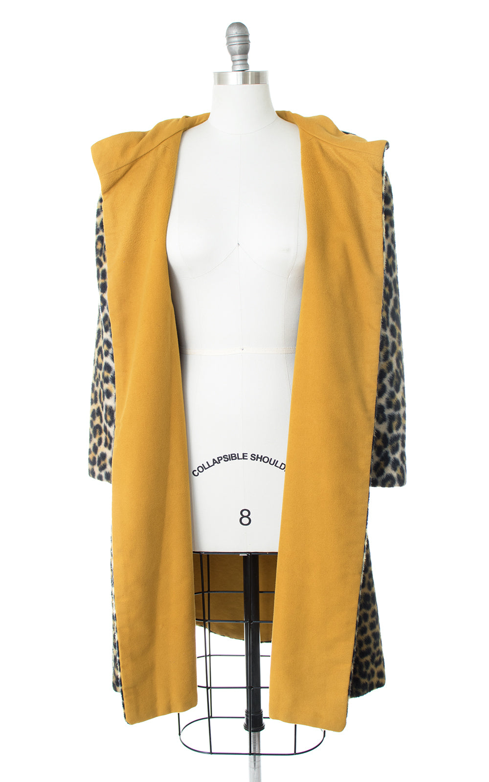 1960s Reversible Leopard Print Mustard Yellow Swing Coat
