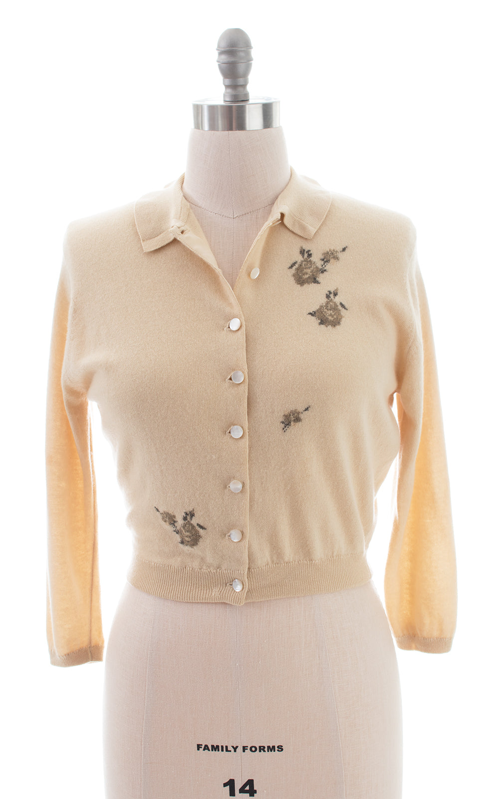 1950s Rose Embroidered Cashmere Cardigan