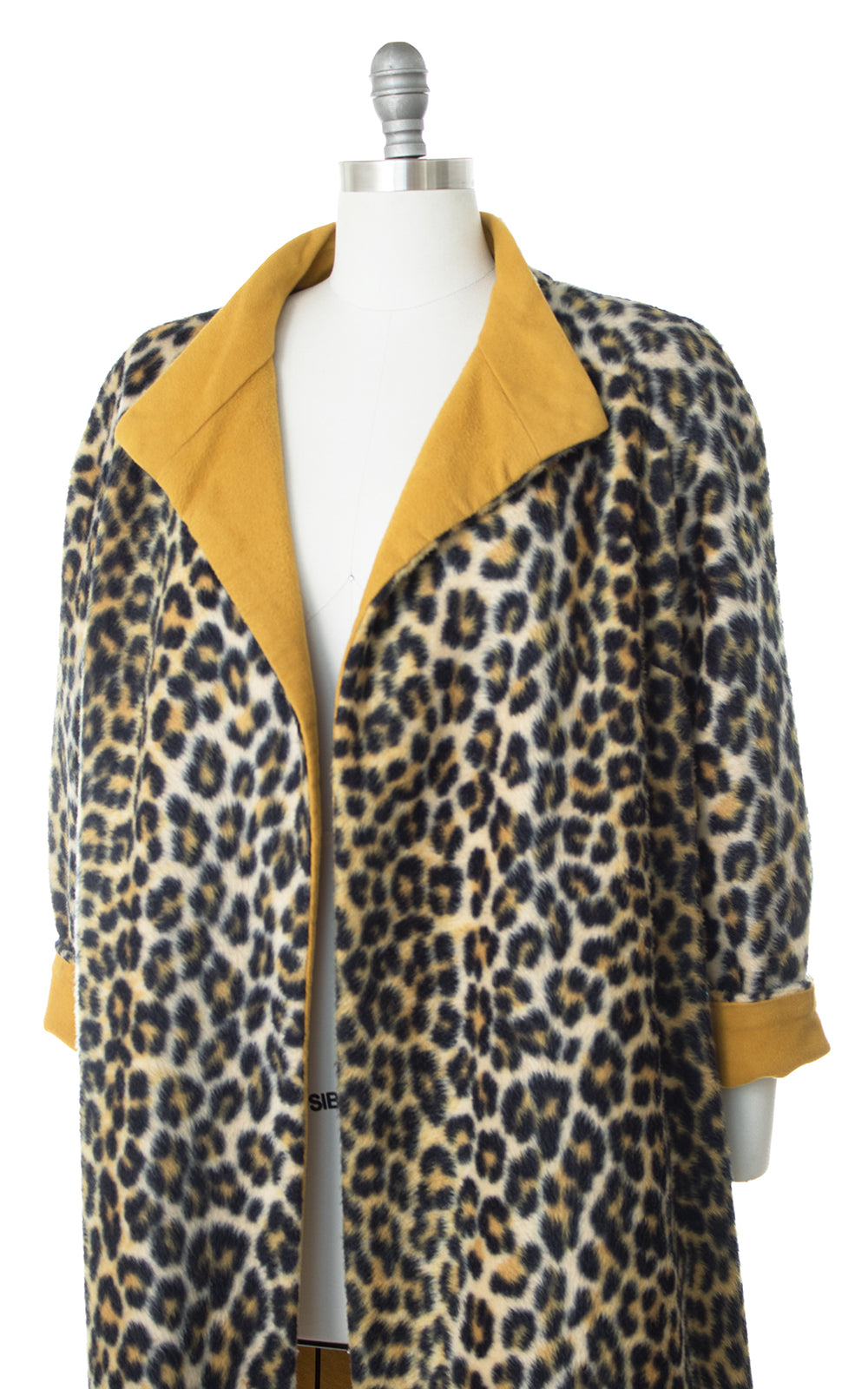 1960s Reversible Leopard Print Mustard Yellow Swing Coat