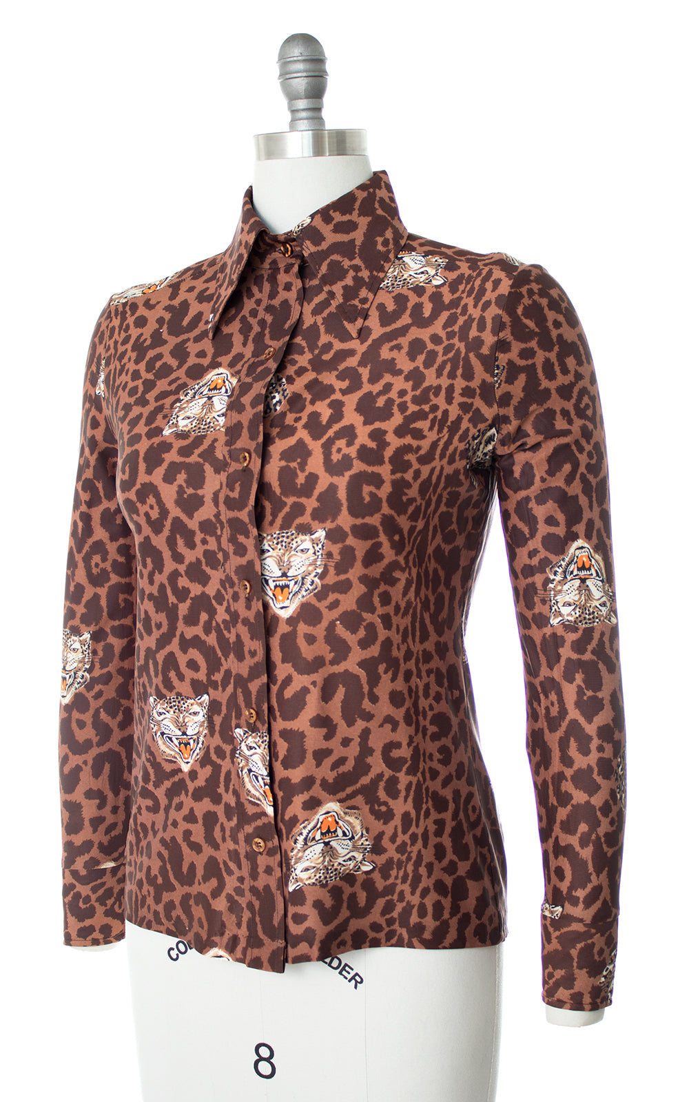 1970s Leopard Print Novelty Print Blouse