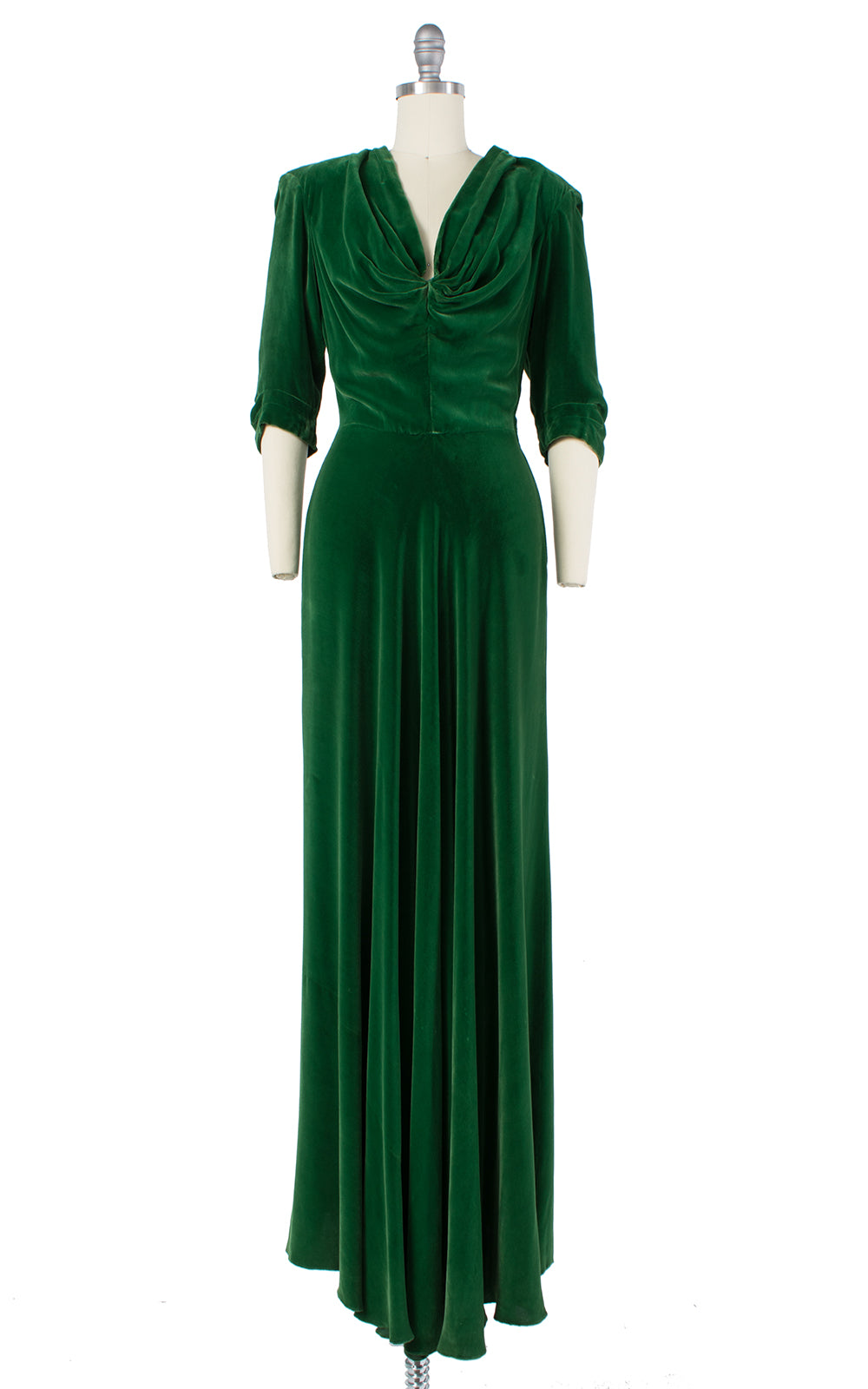 1940s Green Silk Velvet Gown | small/medium 1940s Green Silk Velvet Gown | small/medium
