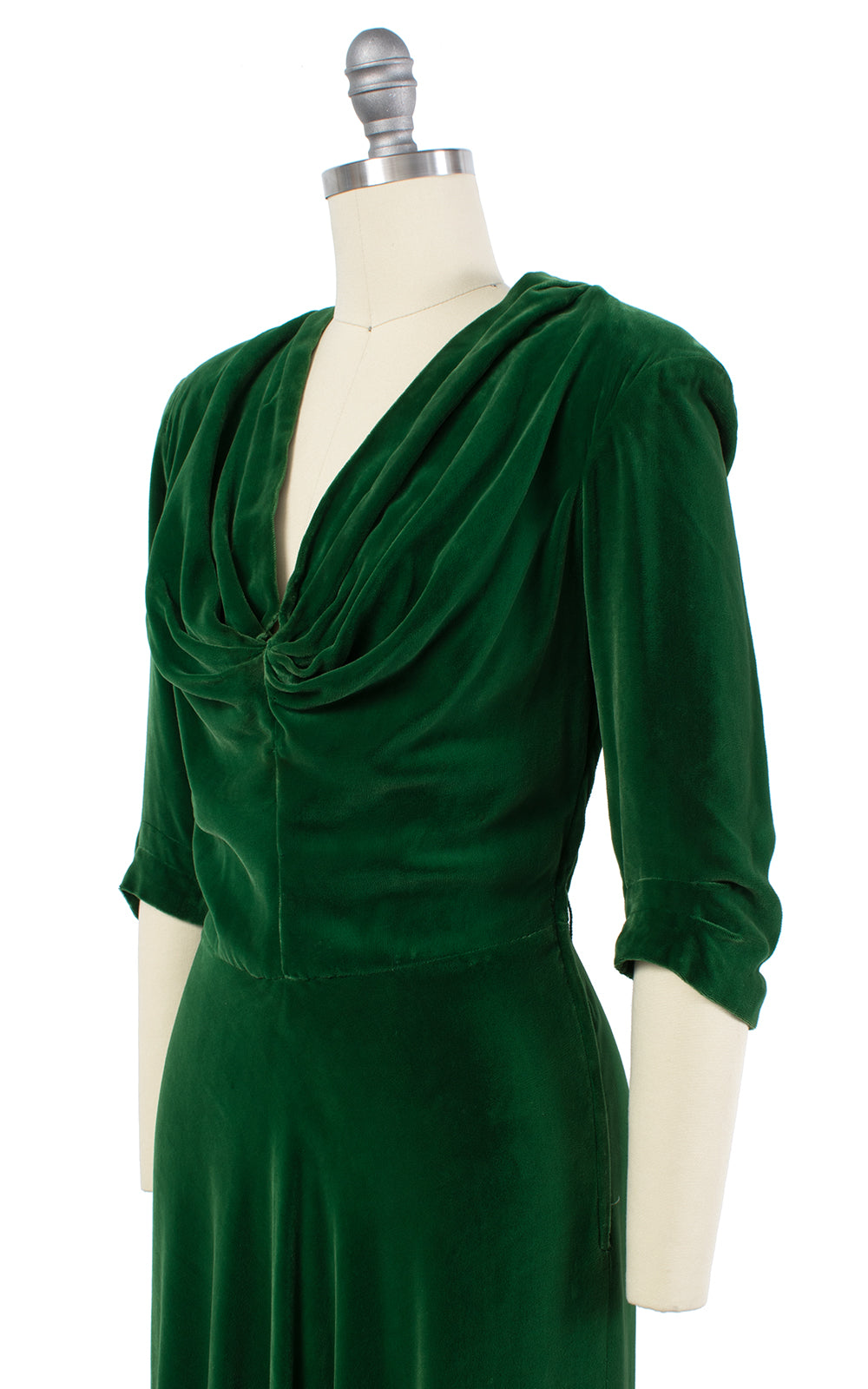 1940s Green Silk Velvet Gown | small/medium Birthday Life Vintage 1940s Green Silk Velvet Gown | small/medium Birthday Life Vintage