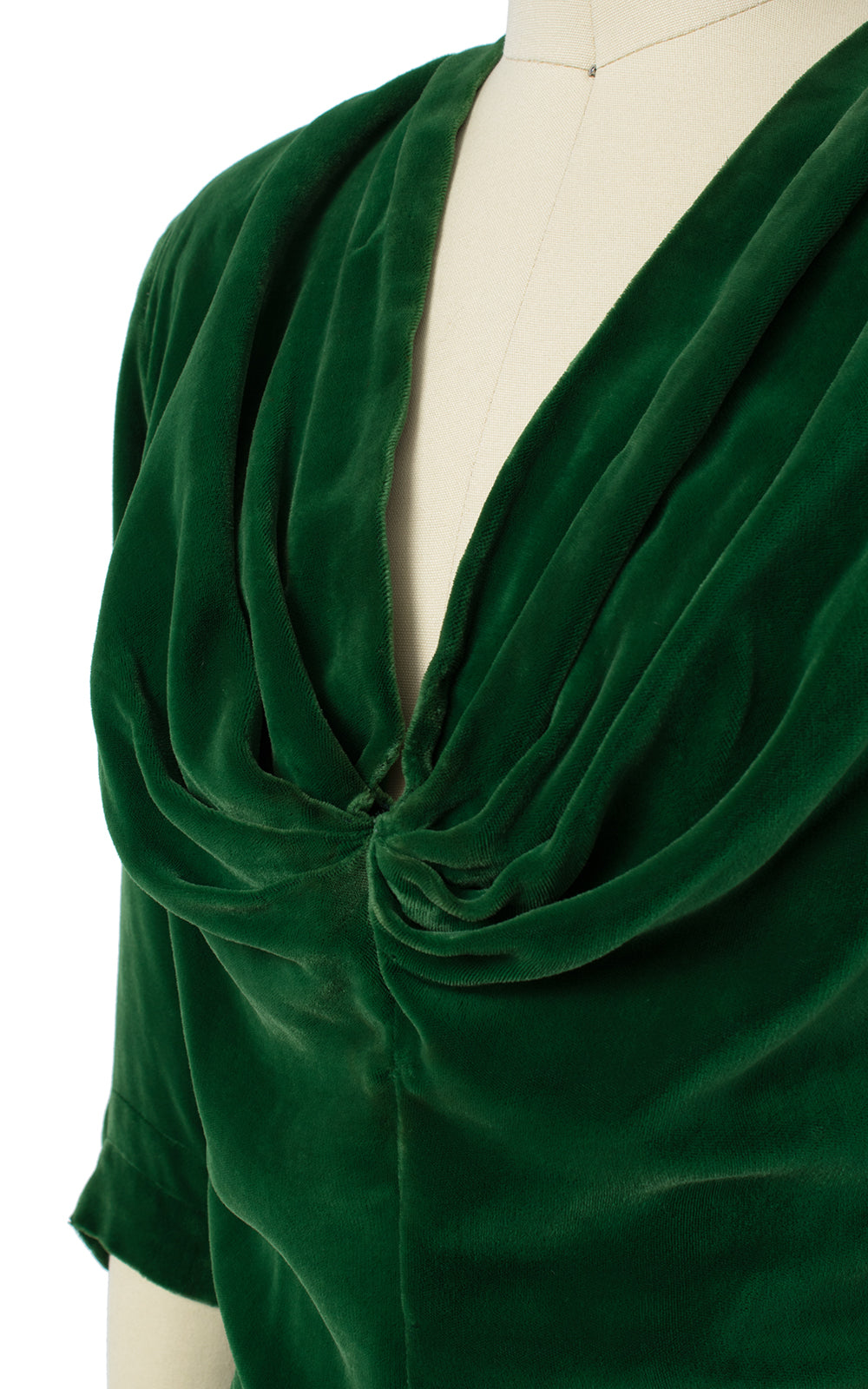 1930s 1940s Forest Green Velvet Gown