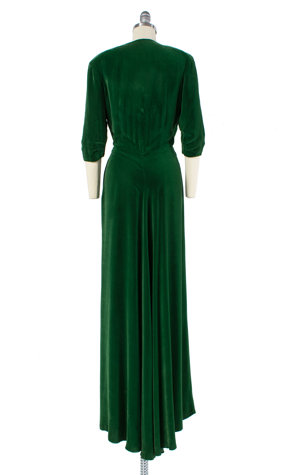 1930s 1940s Forest Green Velvet Gown