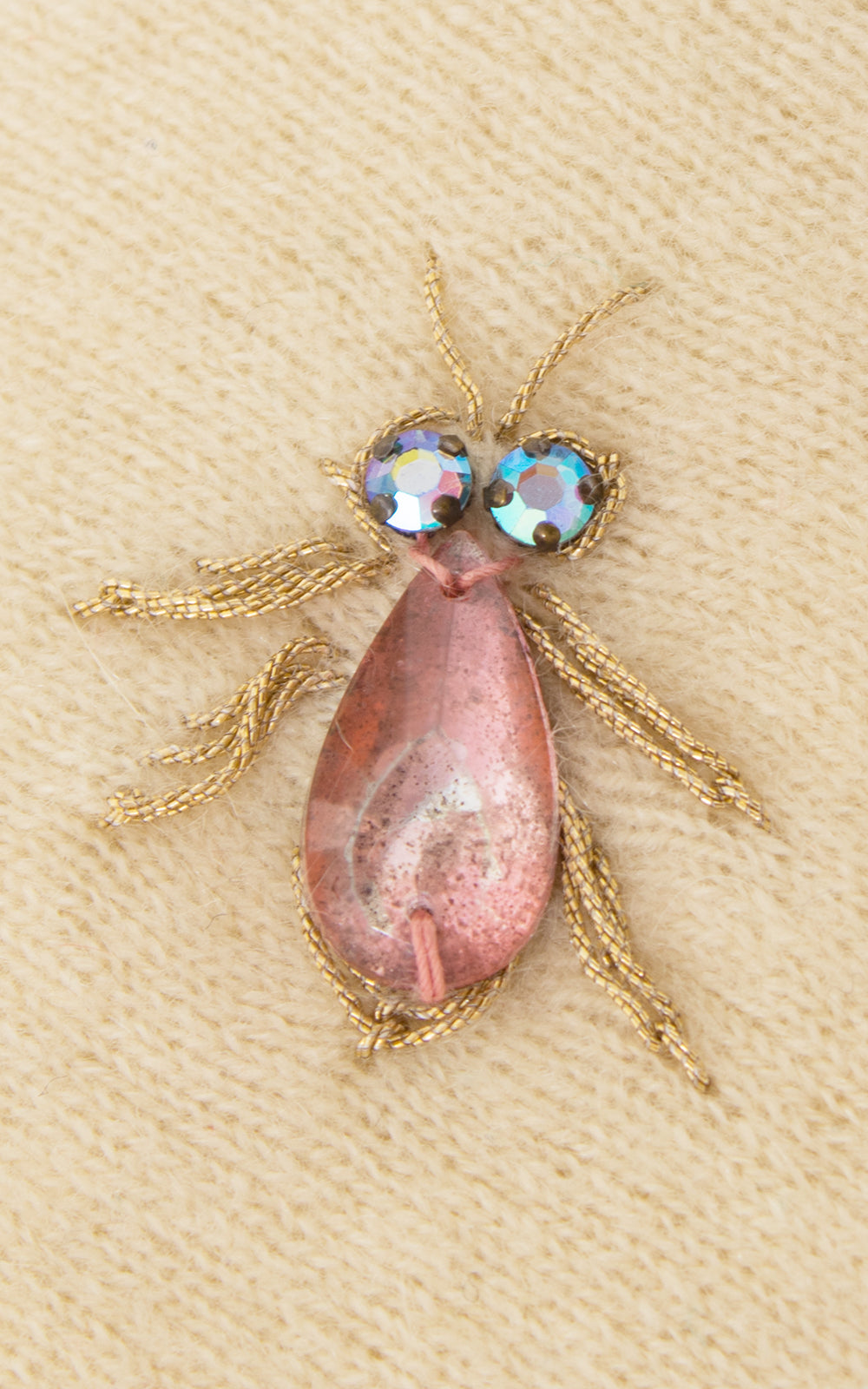 1950s Rhinestone Bugs Novelty Knit Cardigan