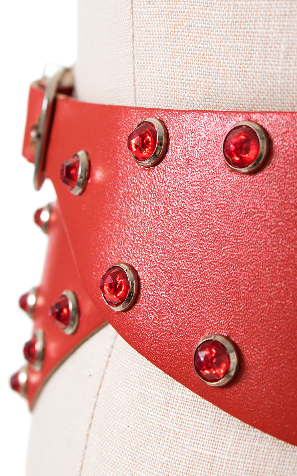 1960s Red Rhinestone Vinyl Extra-Wide Cinch Belt