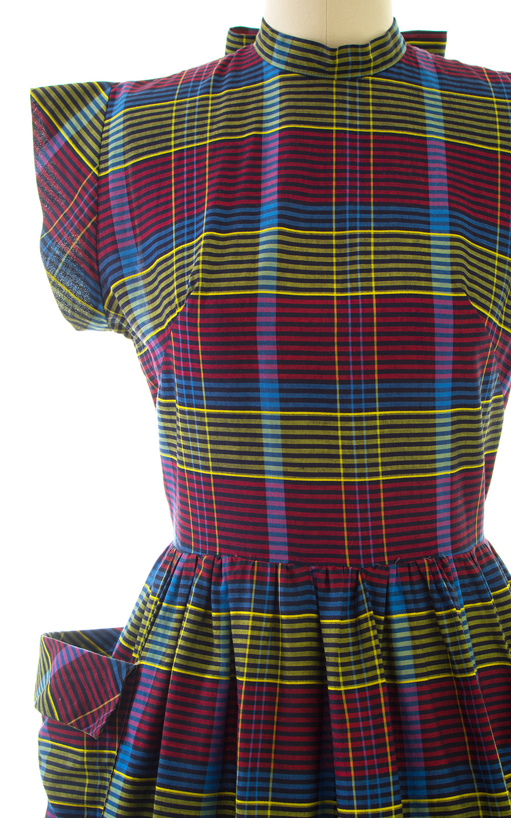 1950s Plaid Cotton Dress with Pockets