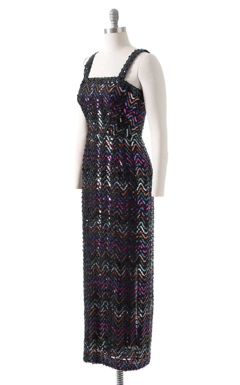 1970s Lilli Diamond Rainbow Sequin Maxi Dress