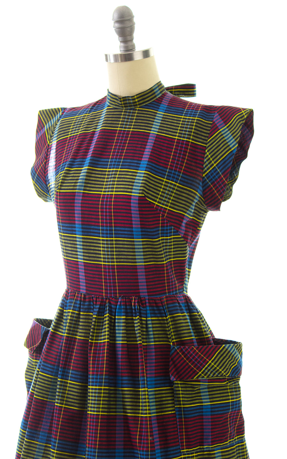 1950s Plaid Cotton Dress with Pockets