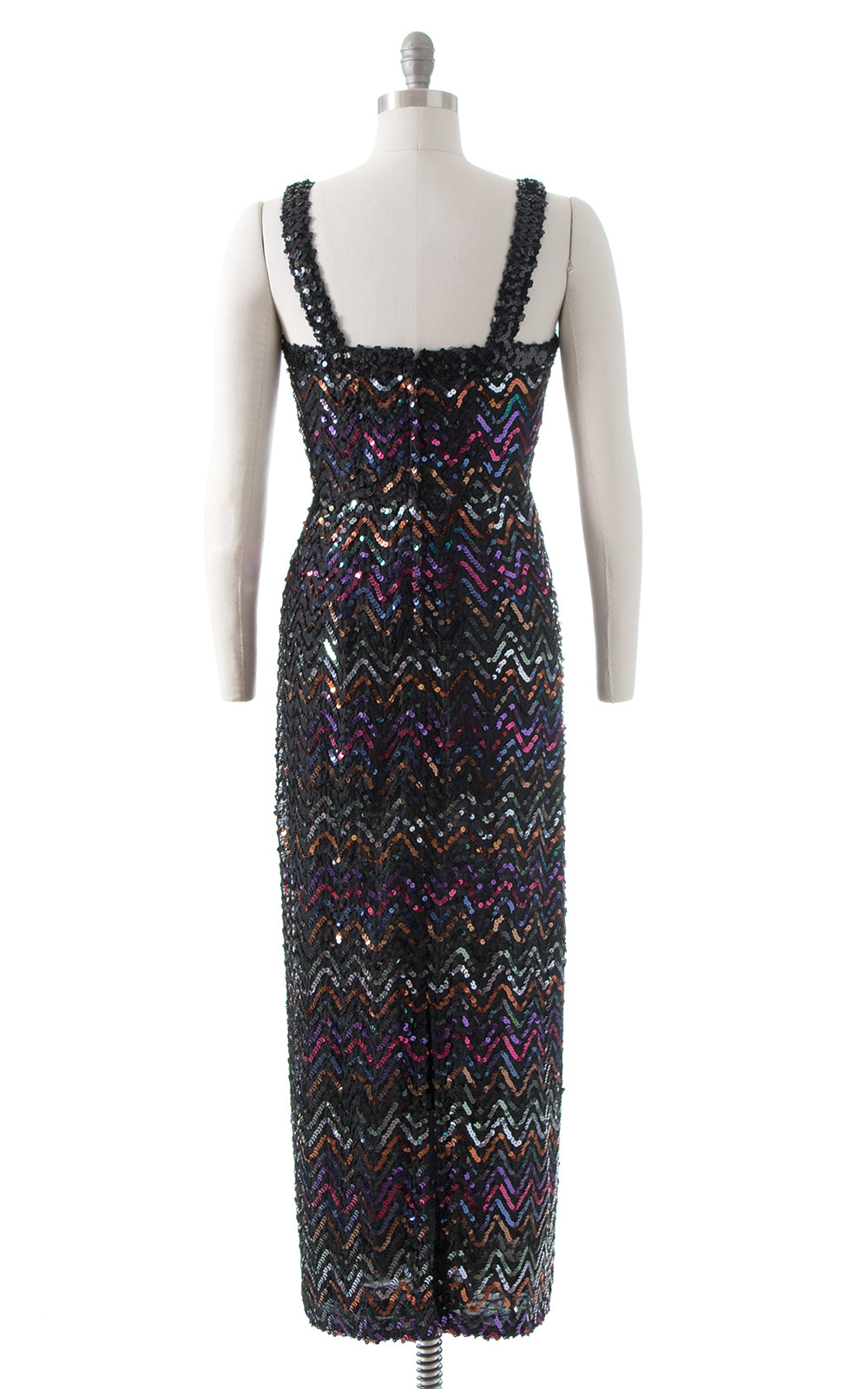 1970s Lilli Diamond Rainbow Sequin Maxi Dress