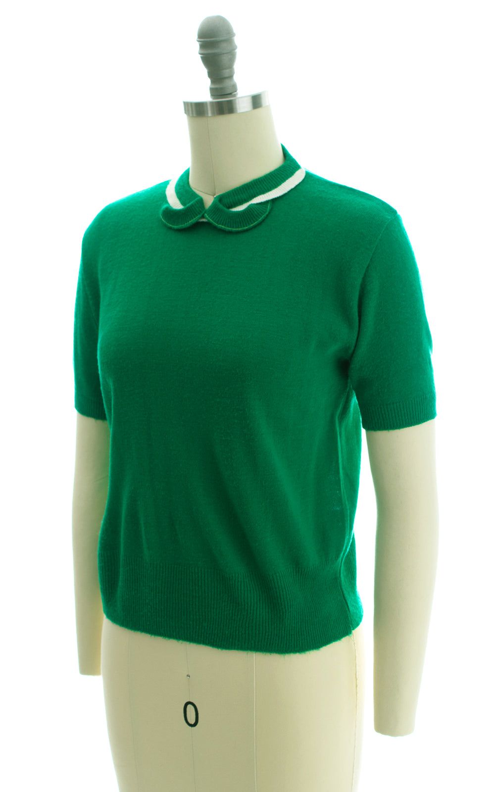1950s Kelly Green Acrylic Knit Sweater Top