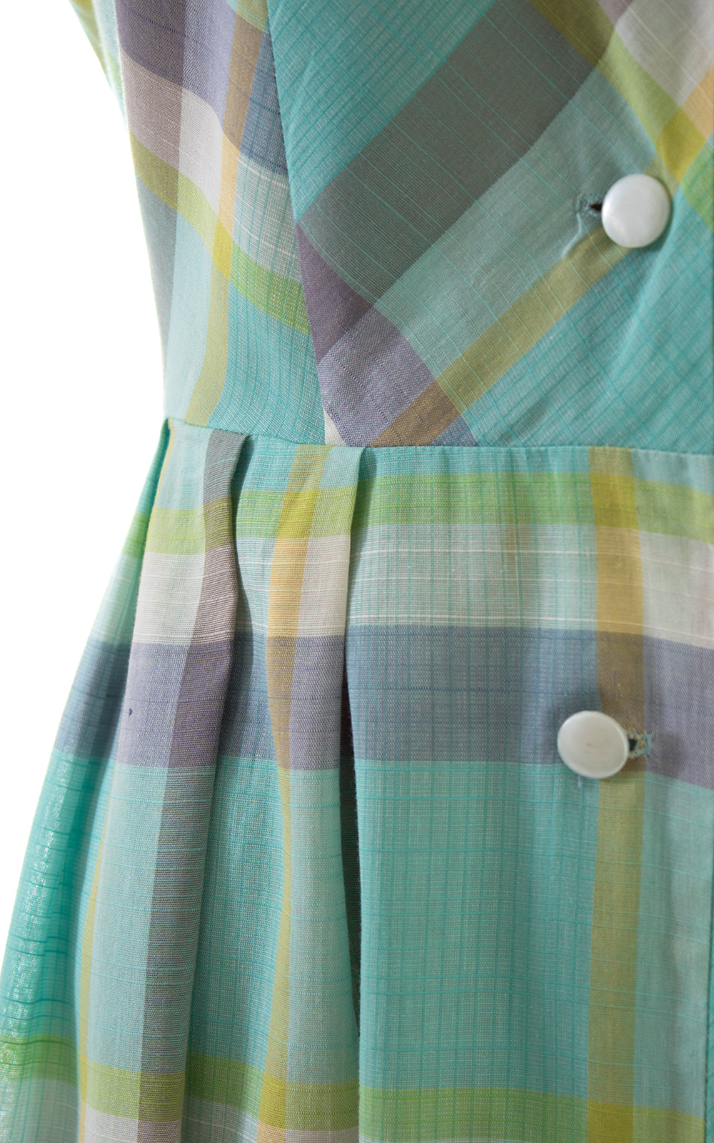 1950s Plaid Cotton Shirtwaist Dress