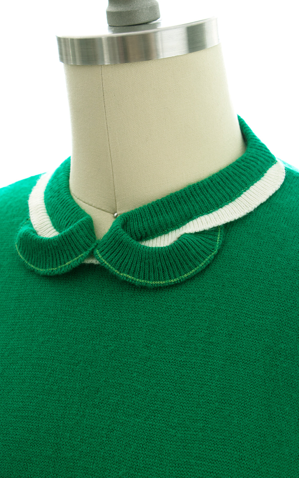 1950s Kelly Green Acrylic Knit Sweater Top
